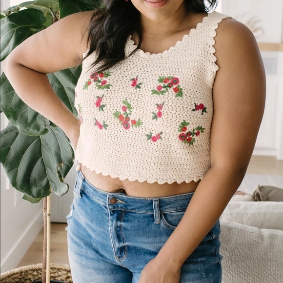 COTTAGECORE FLORAL CROPPED TANK SWEATER - Picture 10 of 11